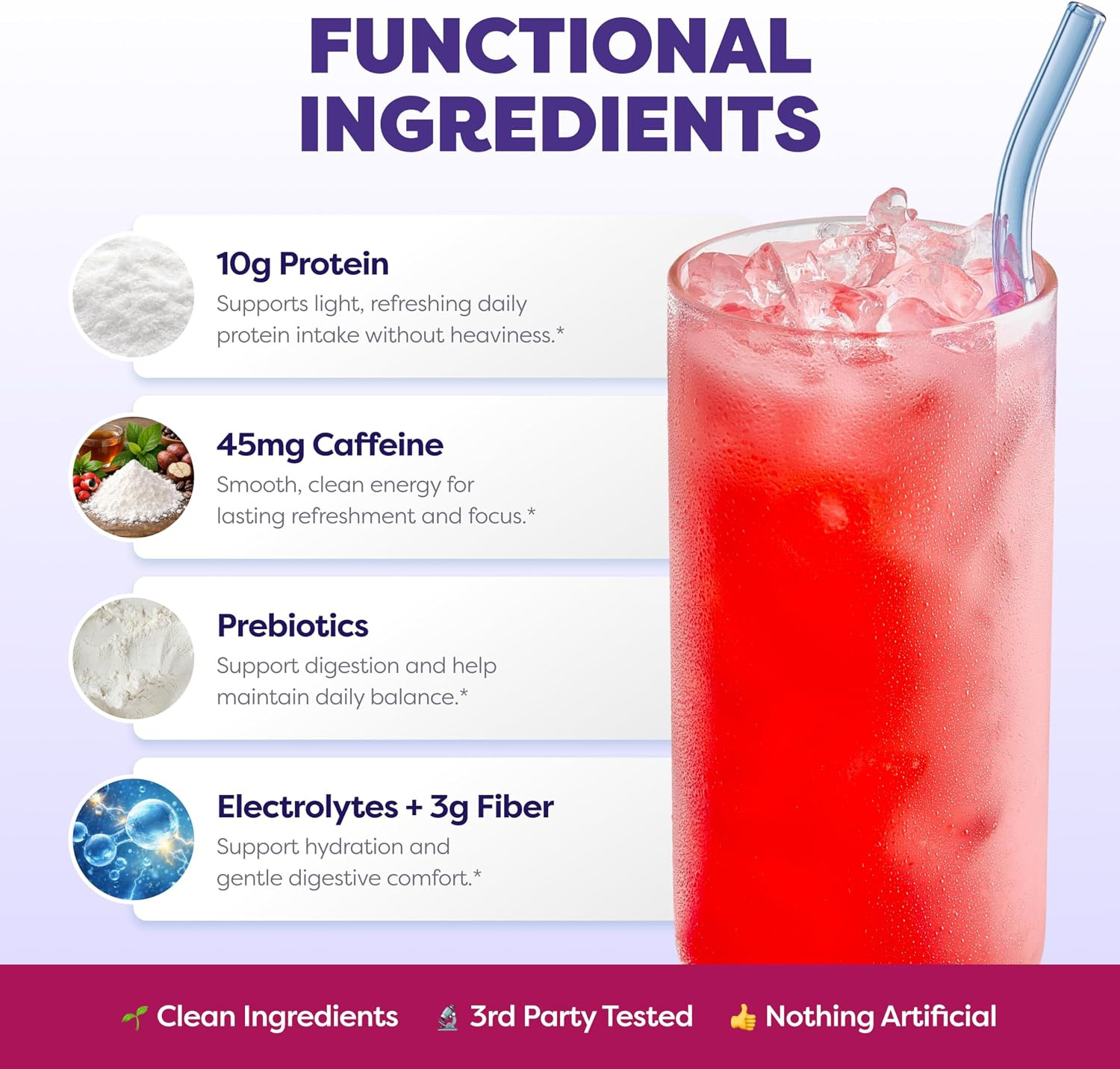 Clear Protein Powder with Clear Whey Protein, Strawberry Berry Acai | 10G Whey P