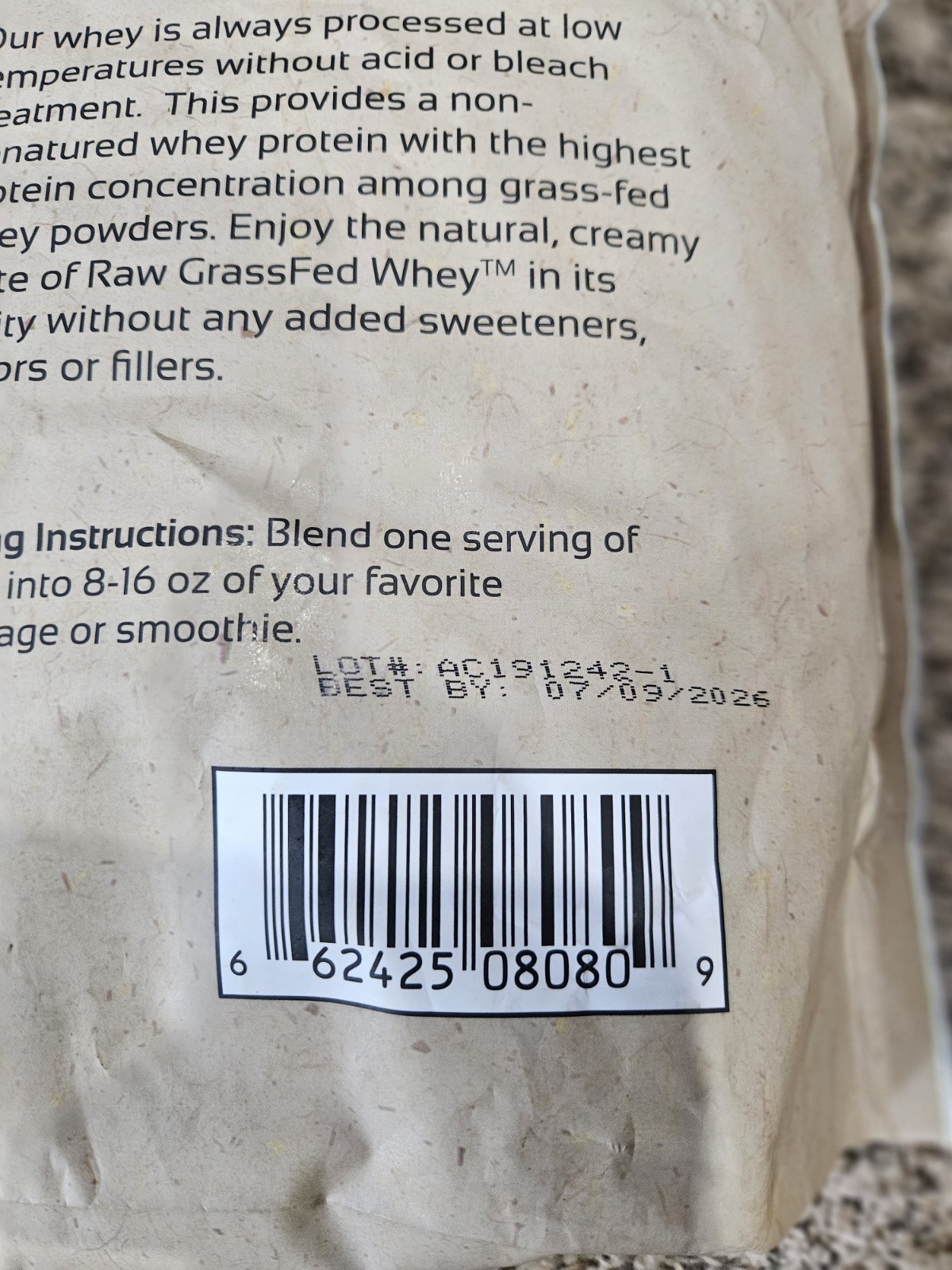 Grass Fed Whey 21g Protein 5Lbs EXP 7/26