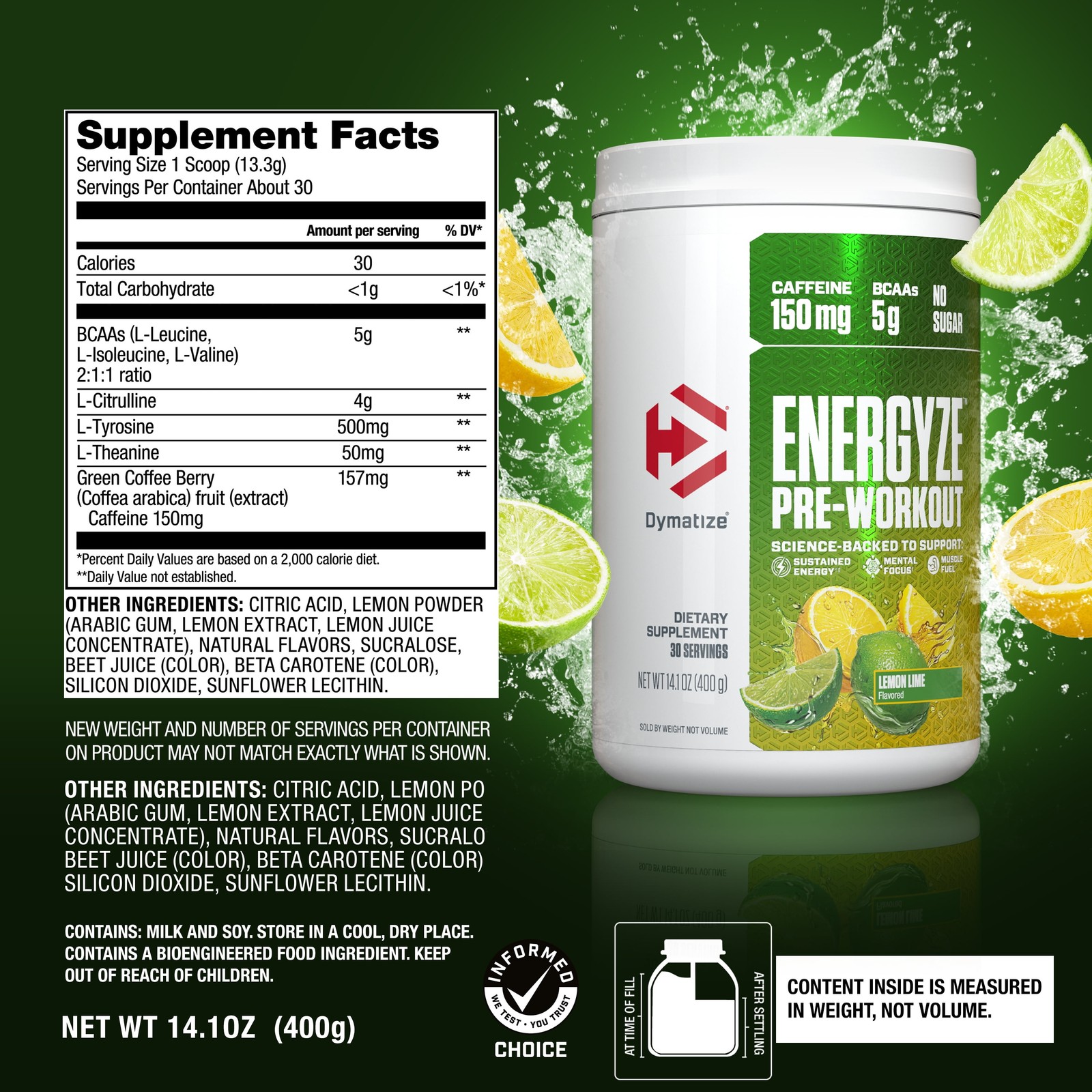 Dymatize, Energyze Pre-Workout, Strawberry Lemonade, 30 Servings
