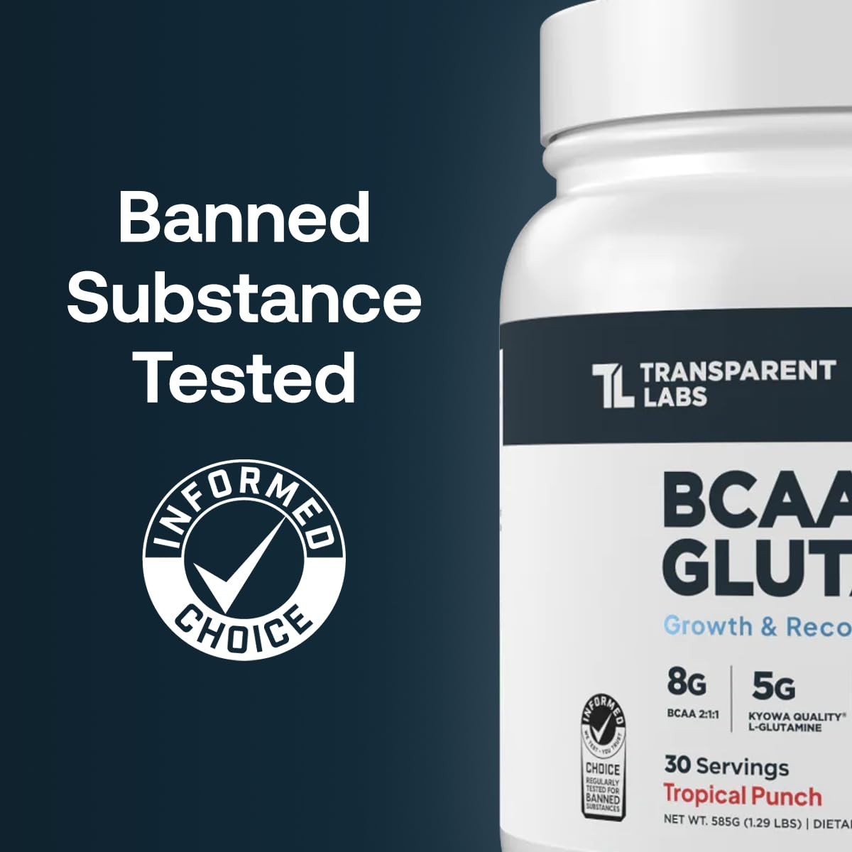 BCAA Glutamine Powder 8000mg – Muscle Recovery, Growth & Endurance – 30 Servings