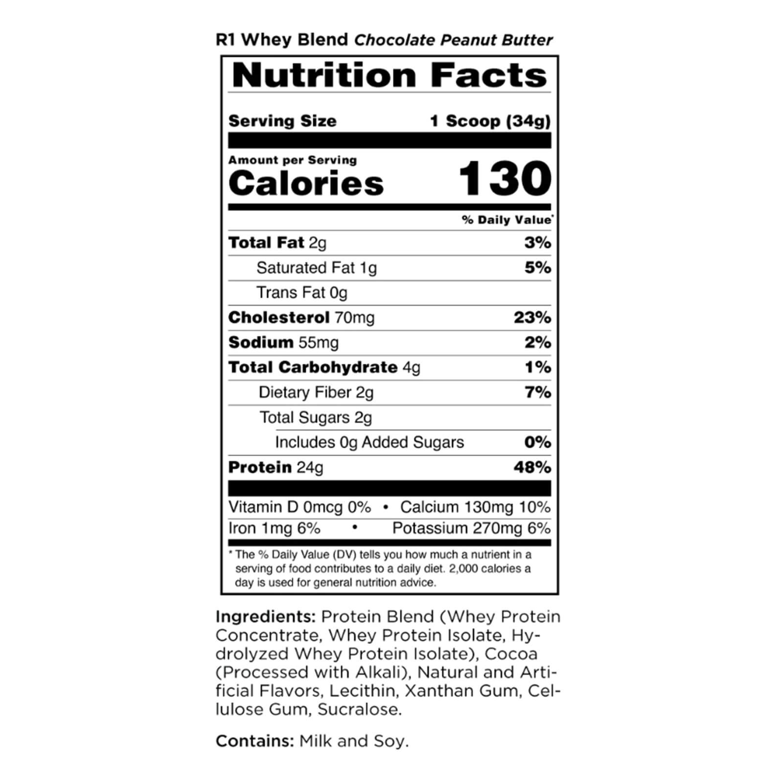 RULE 1 Whey Blend 66 serv Chocolate Peanut Butter 100% Whey Protein Blend 5.02lb