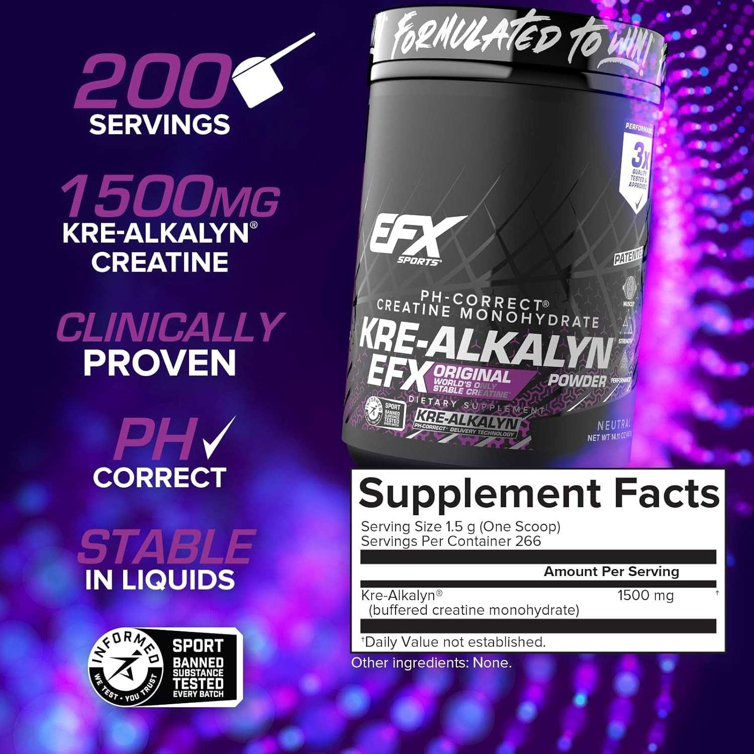 EFX Sports Kre Alkalyn EFX Powder pH Correct Creatine