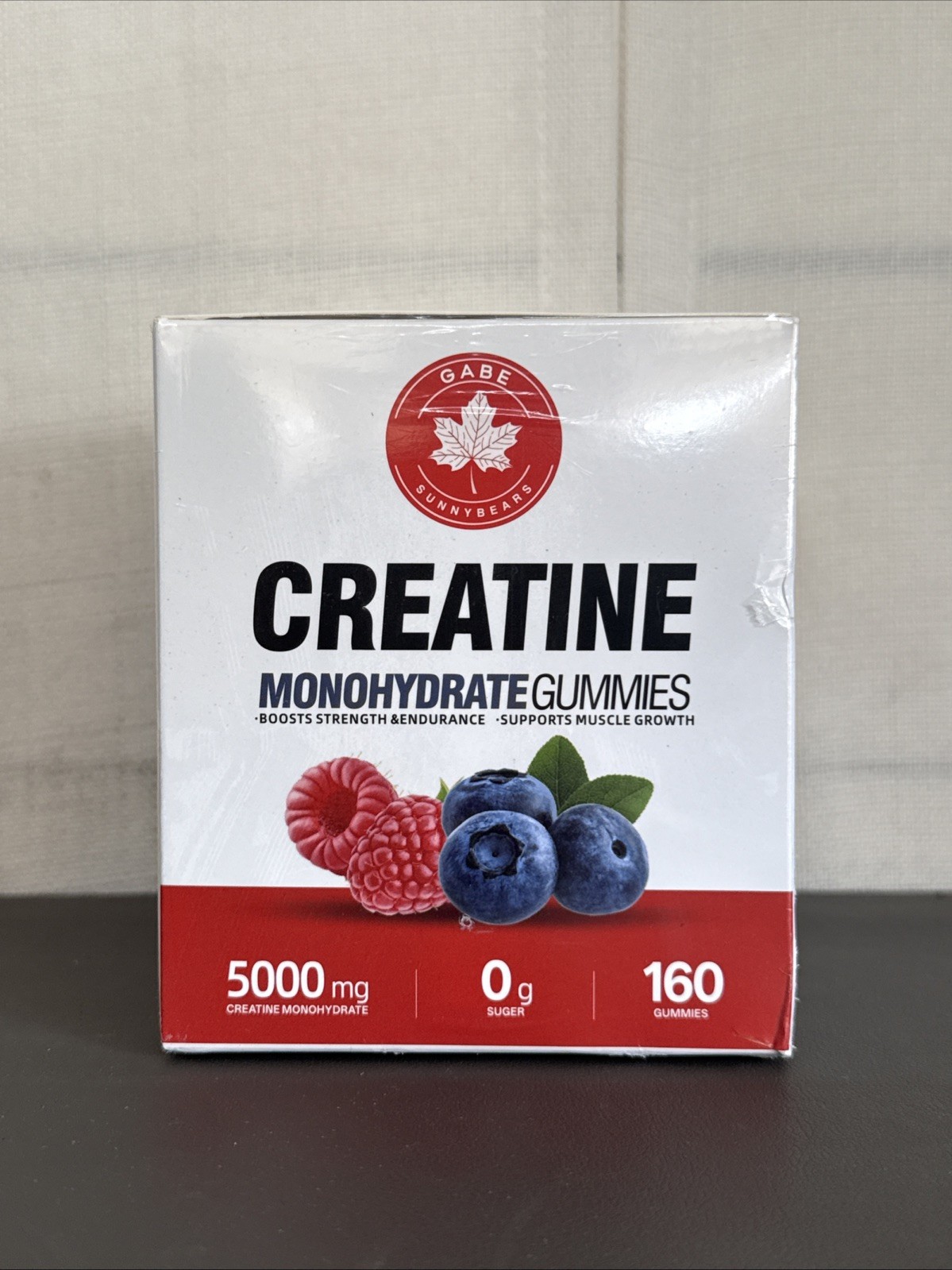 GABE SUNNYBEARS Creatine Monohydrate Gummies 5000mg 160ct Raspberry NSF