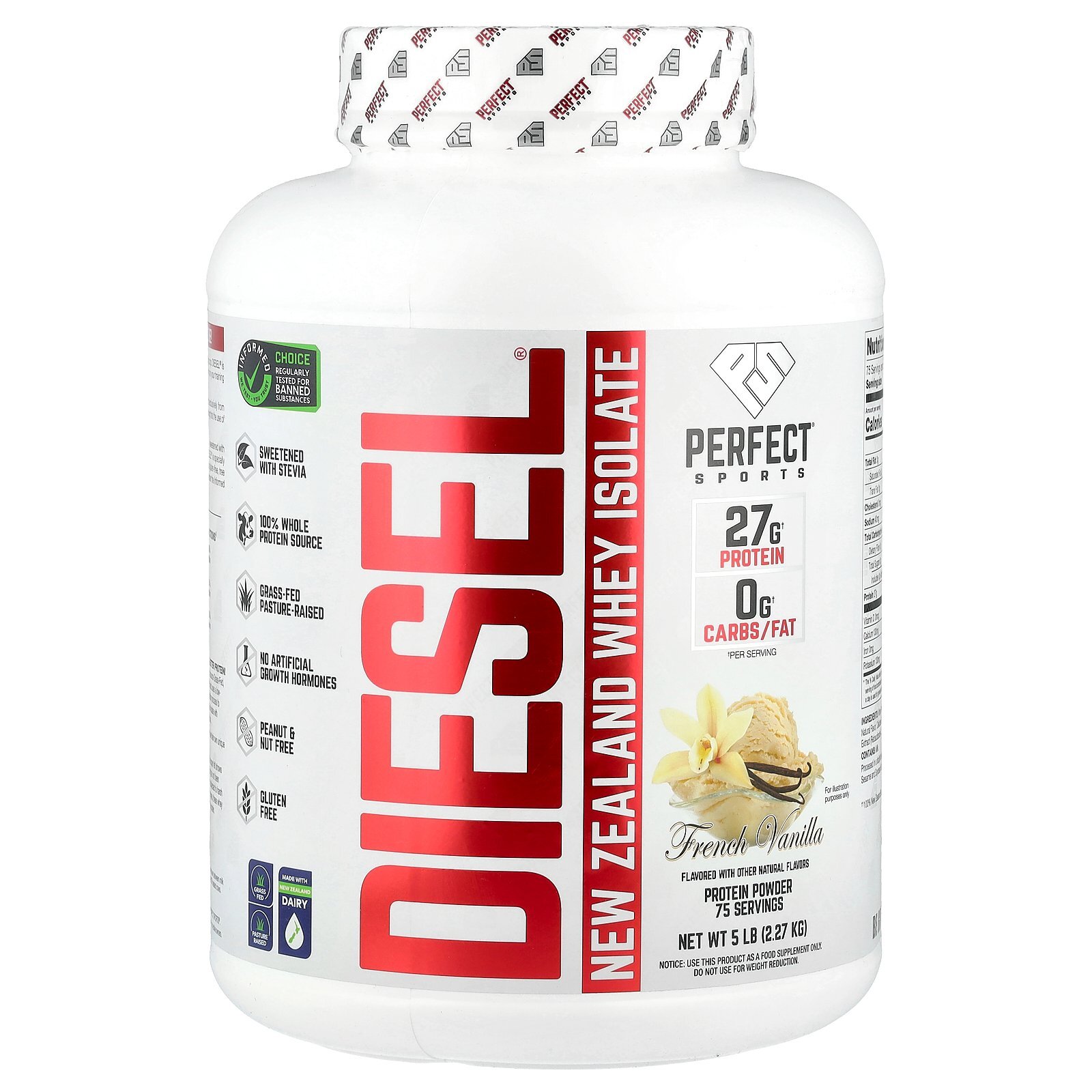 Diesel, New Zealand Whey Isolate, French Vanilla, 5 lb (2.27 kg)