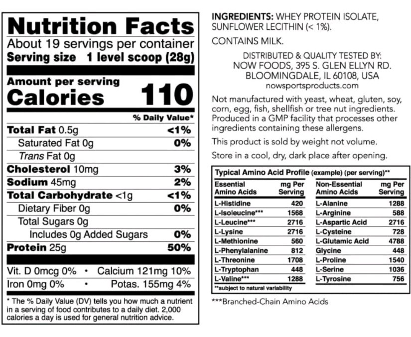 Now Sports Whey Protein Isolate 1.8 Lbs Creamy Chocolate Exp. 03/26