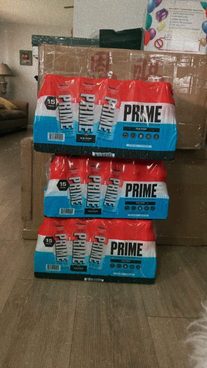 Prime Hydration Drink, Ice Pop, 16.9 Fluid Ounce (Pack of 15)