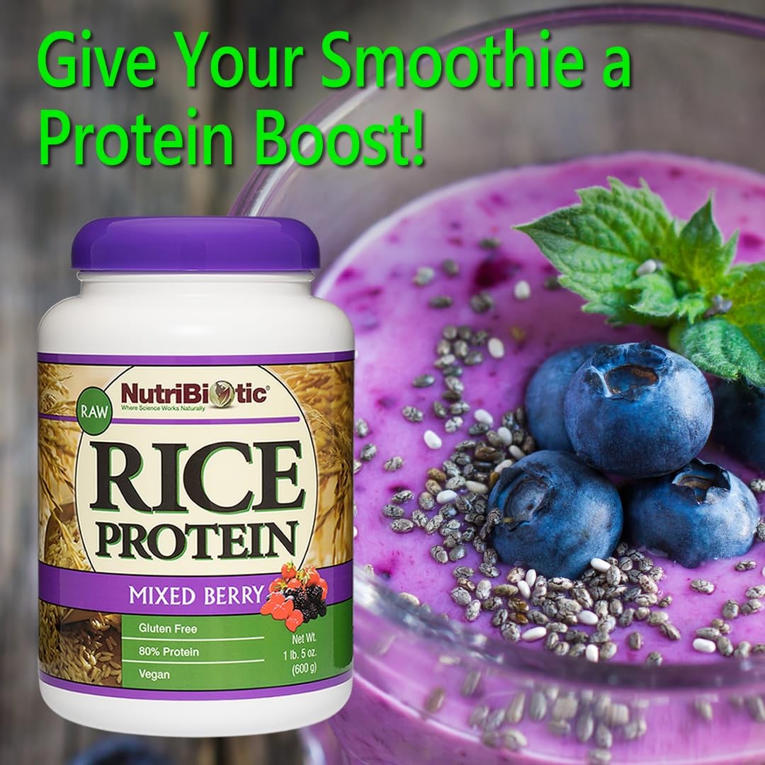 NutriBiotic – Mixed Berry Rice Protein, 1 Lb 5 Oz (600g) | Low Carb, Keto-Friend