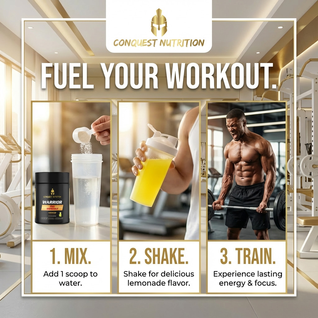 Conquest Warrior Pre Workout Lemonade 30 Servings Energy Endurance Focus Pump
