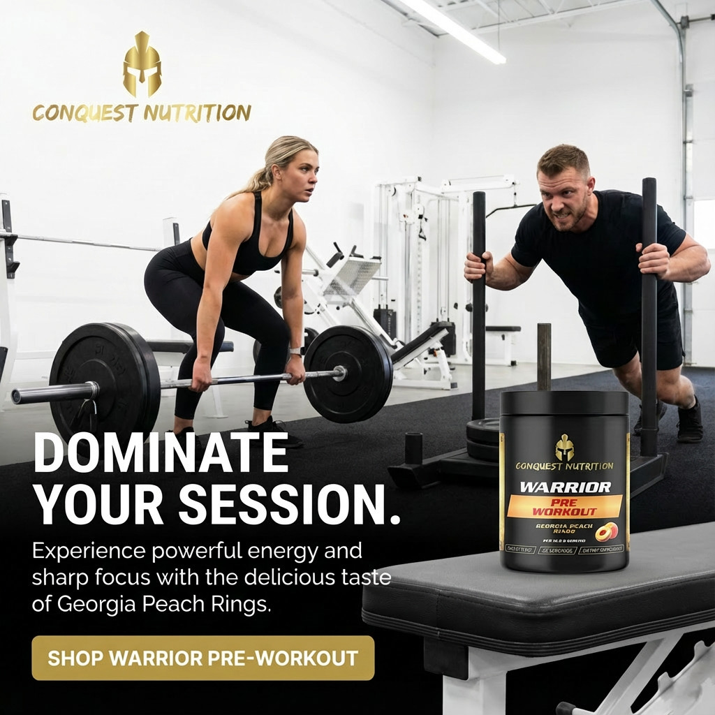 Conquest Warrior Pre Workout Georgia Peach Rings 25 Servings Energy Focus Pump