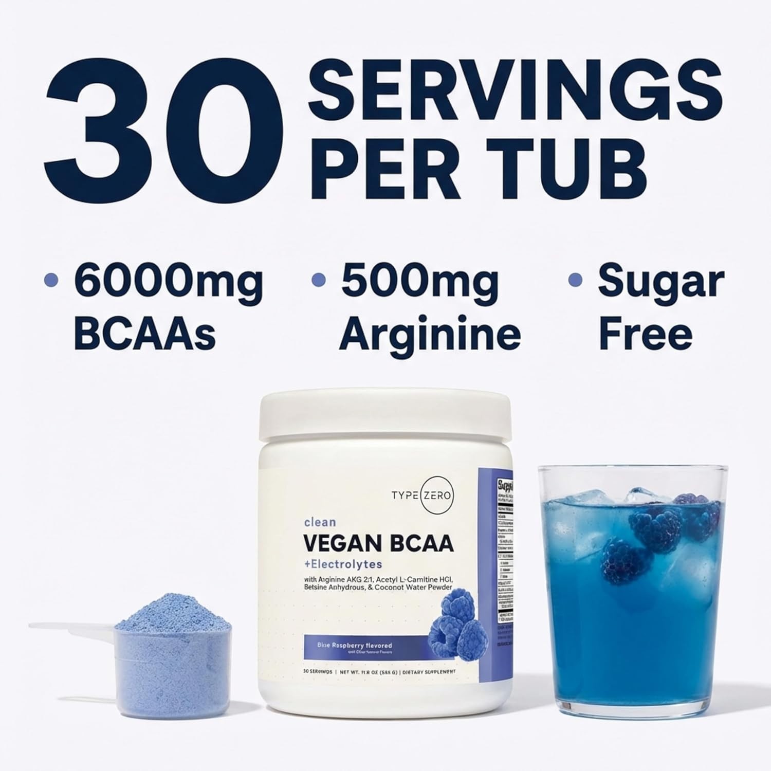 Type Zero Amino Burn – Vegan BCAA + Clean Pre Workout Powder with Arginine AKG