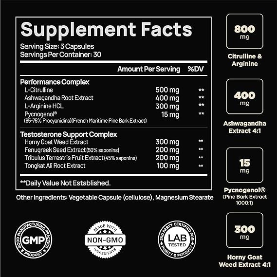 21,800mg Testosterone Booster for Men 8X Strength w. Ashwagandha, Tongkat…