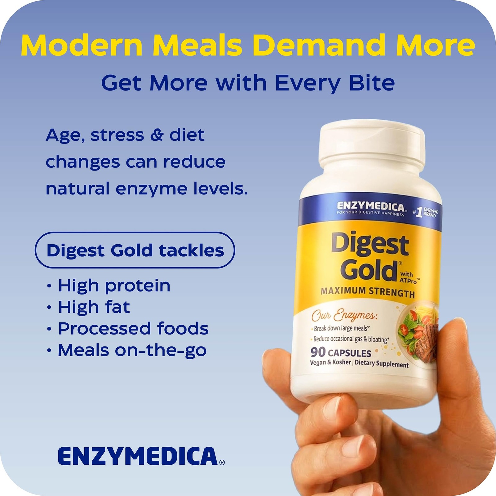 Enzymedica Digest Gold, Maximum Strength, ATPro Energy 90 Count, No Color