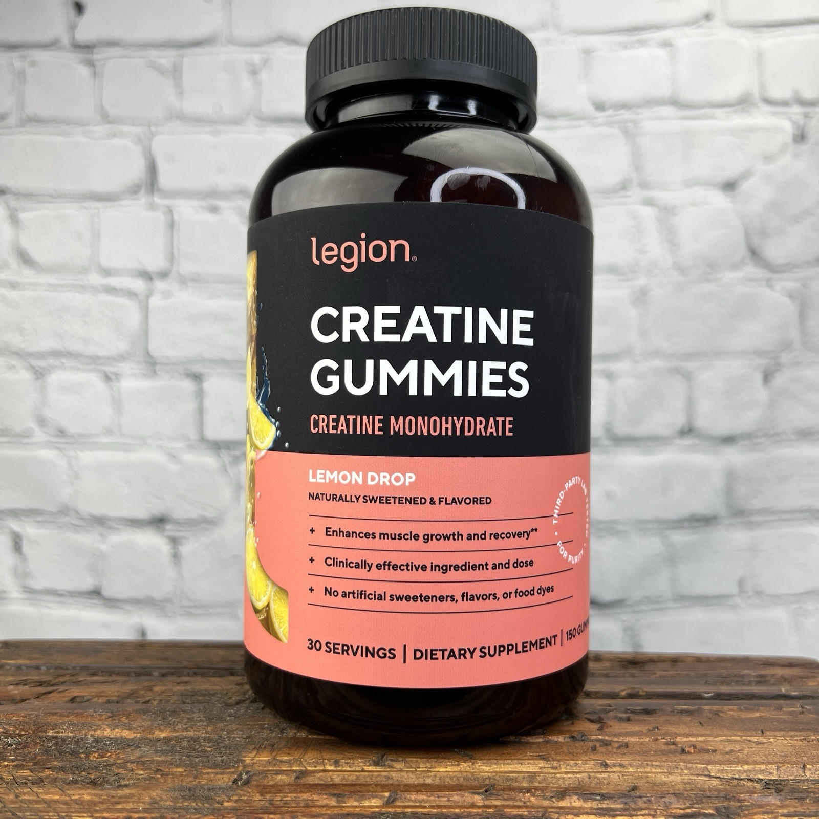 Legion Creatine Monohydrate Gummies Lemon Drop 5000mg 30 Day Supply