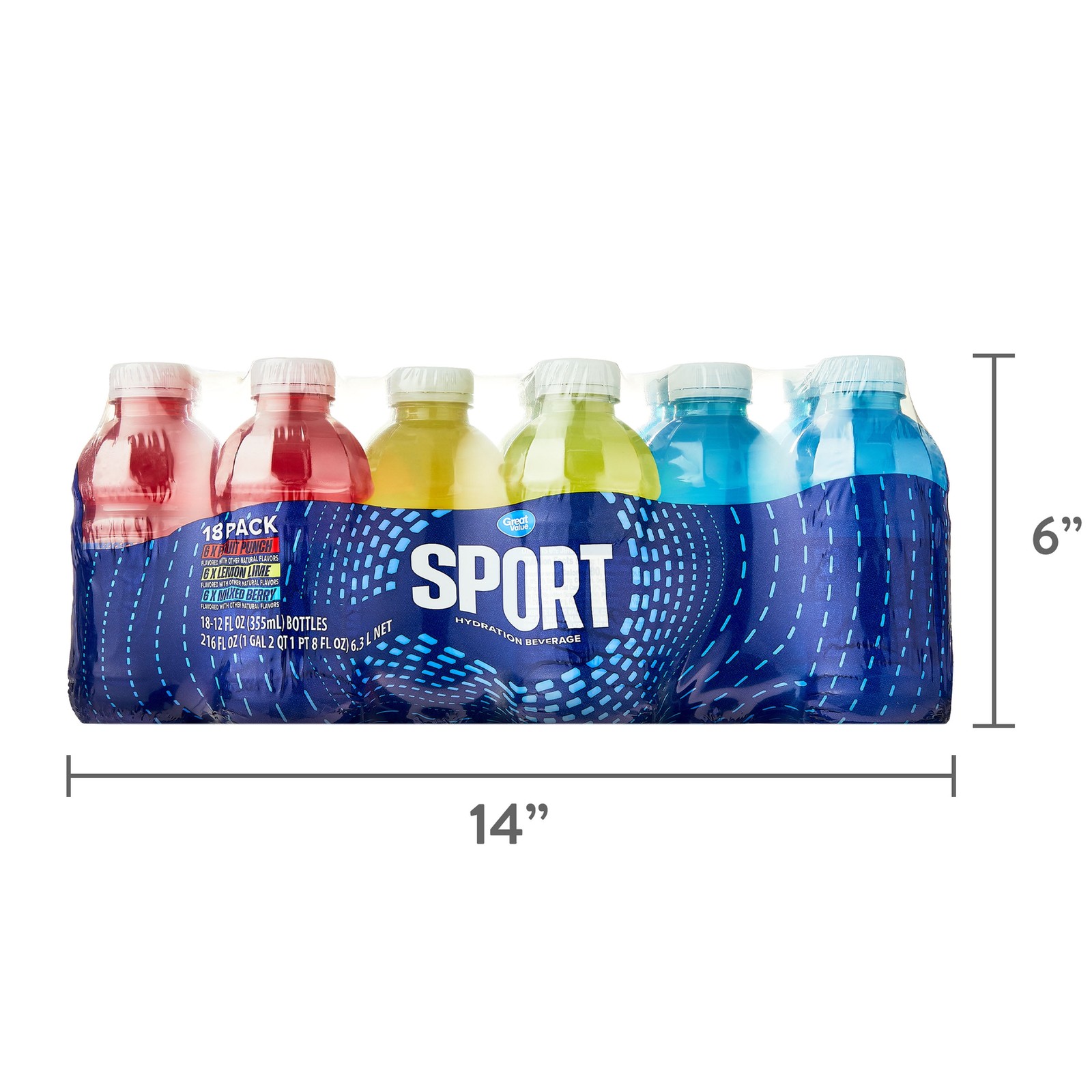 Great Value Sport Hydration Drink, Variety Pack Fruit Punch, 12 fl oz, 18 Pack