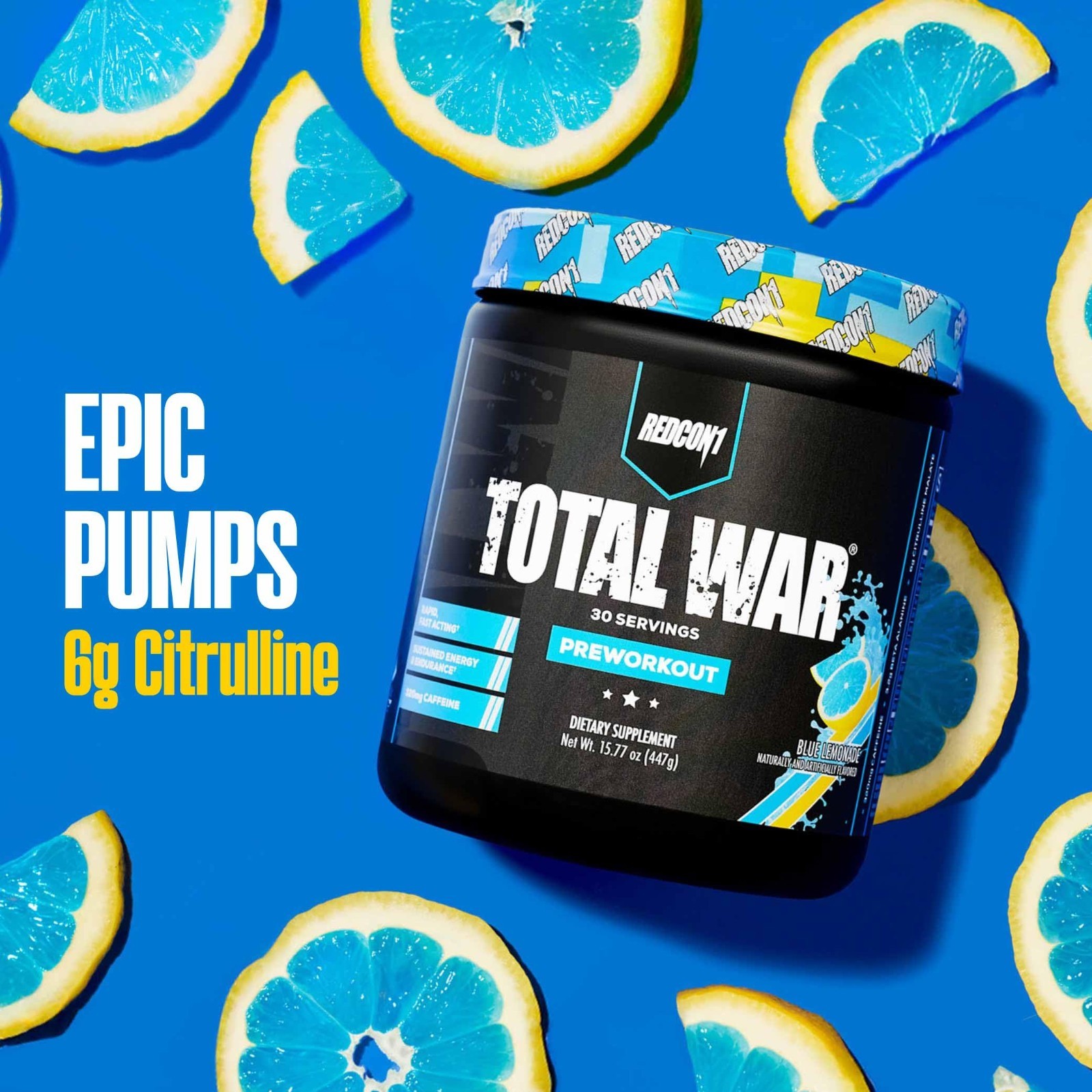 Total War Pre Workout Powder – Rainbow Candy Flavor, 320mg Caffeine, Citrulline