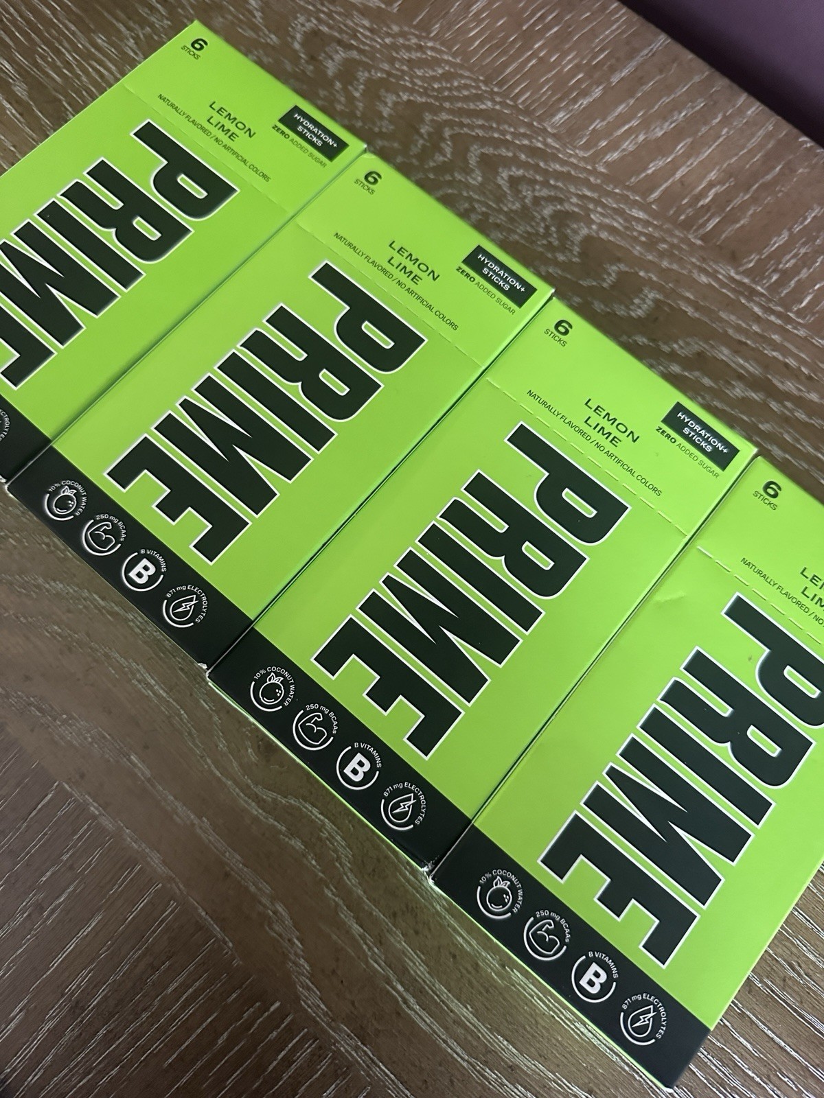 4 Boxes – PRIME Hydration Sticks, Lemon Lime, 24 Sticks 3-25