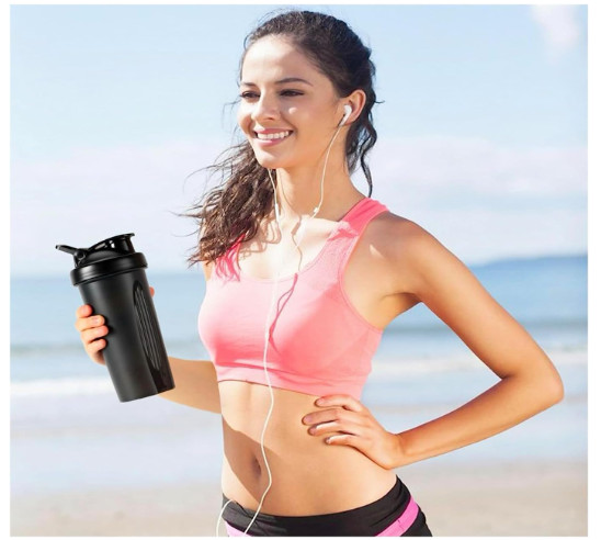 (2PK) Large BLACK Shaker 28oz for protein-Blender Bottle with Loop Top &Mix Ball