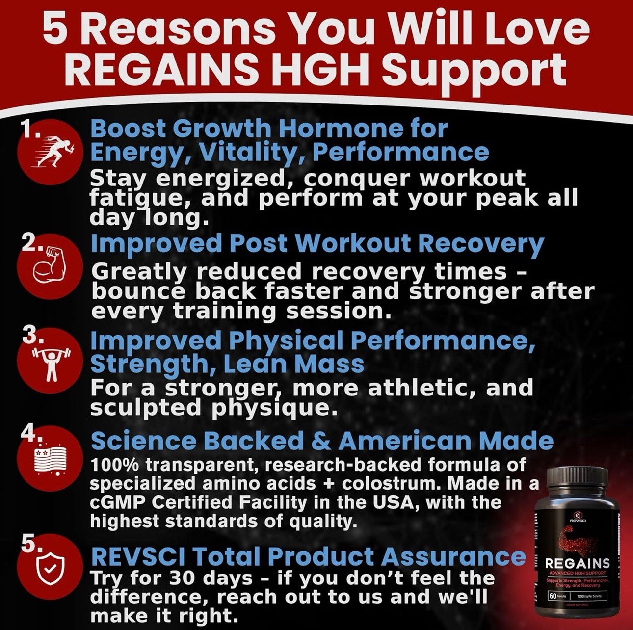 Regains HGH Supplement – Natural GH Booster for Men & Women | Energy & Recovery