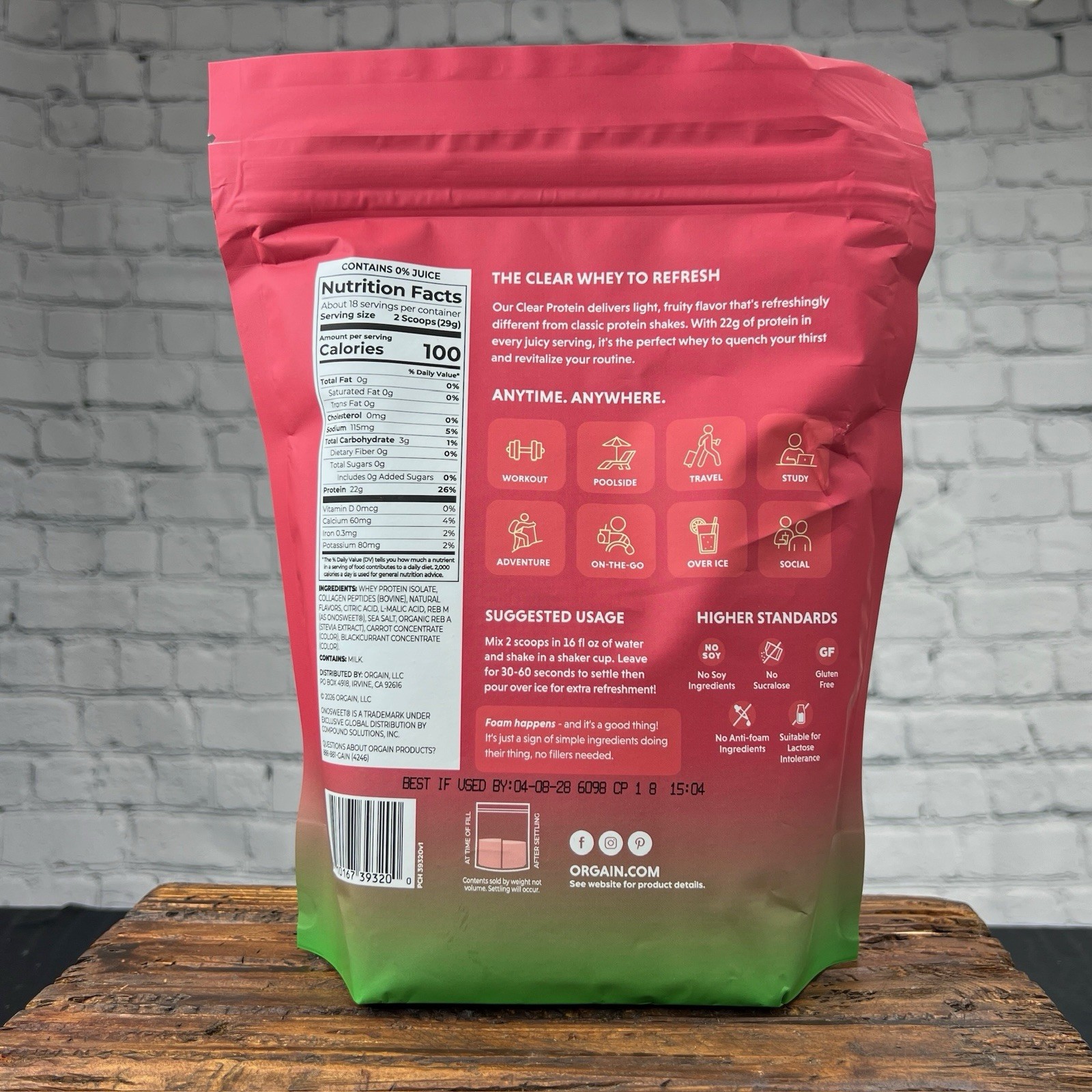 Orgain Clear Whey Protein Powder – Watermelon, 1.15 lbs