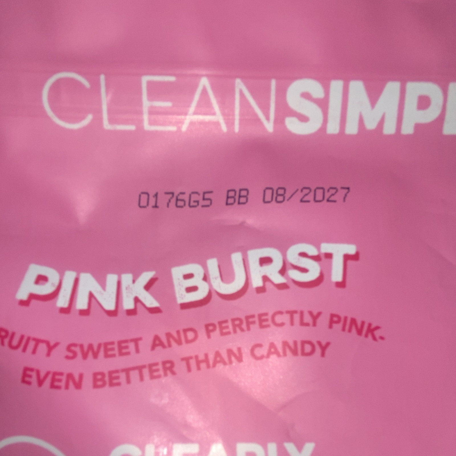Clean Simple Eats Clear Protein Powder Whey Isolate Pink Burst 20 Serv 19.8oz