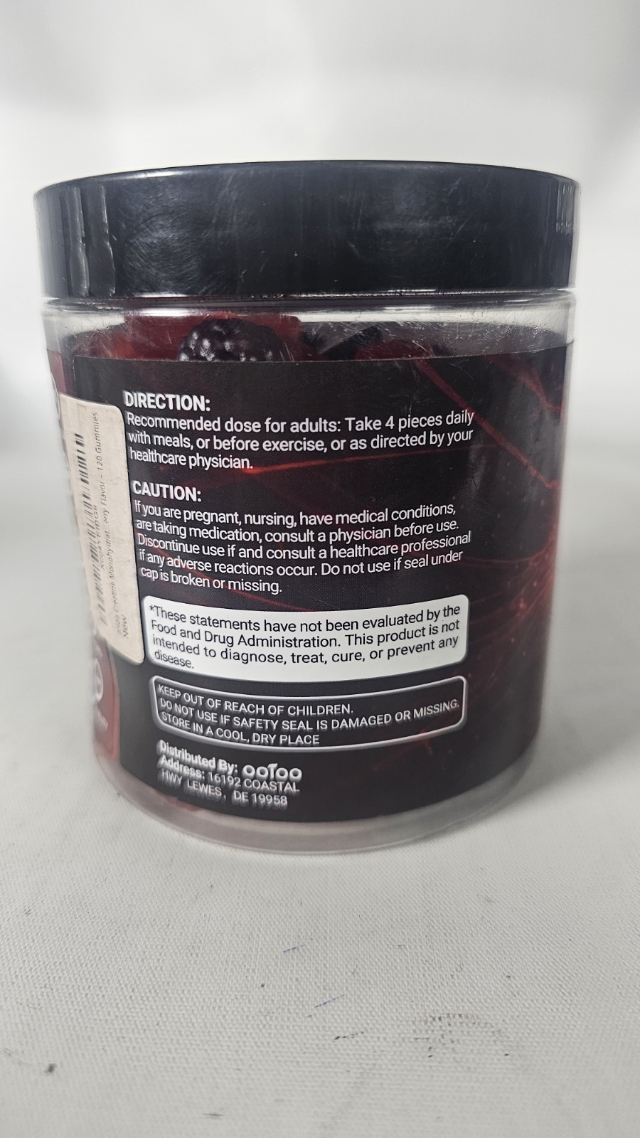 Creatine Monohydrate Gummies 120ct Sugar-Free Blackberry BCAA 9000 Mg Exp:6/2029