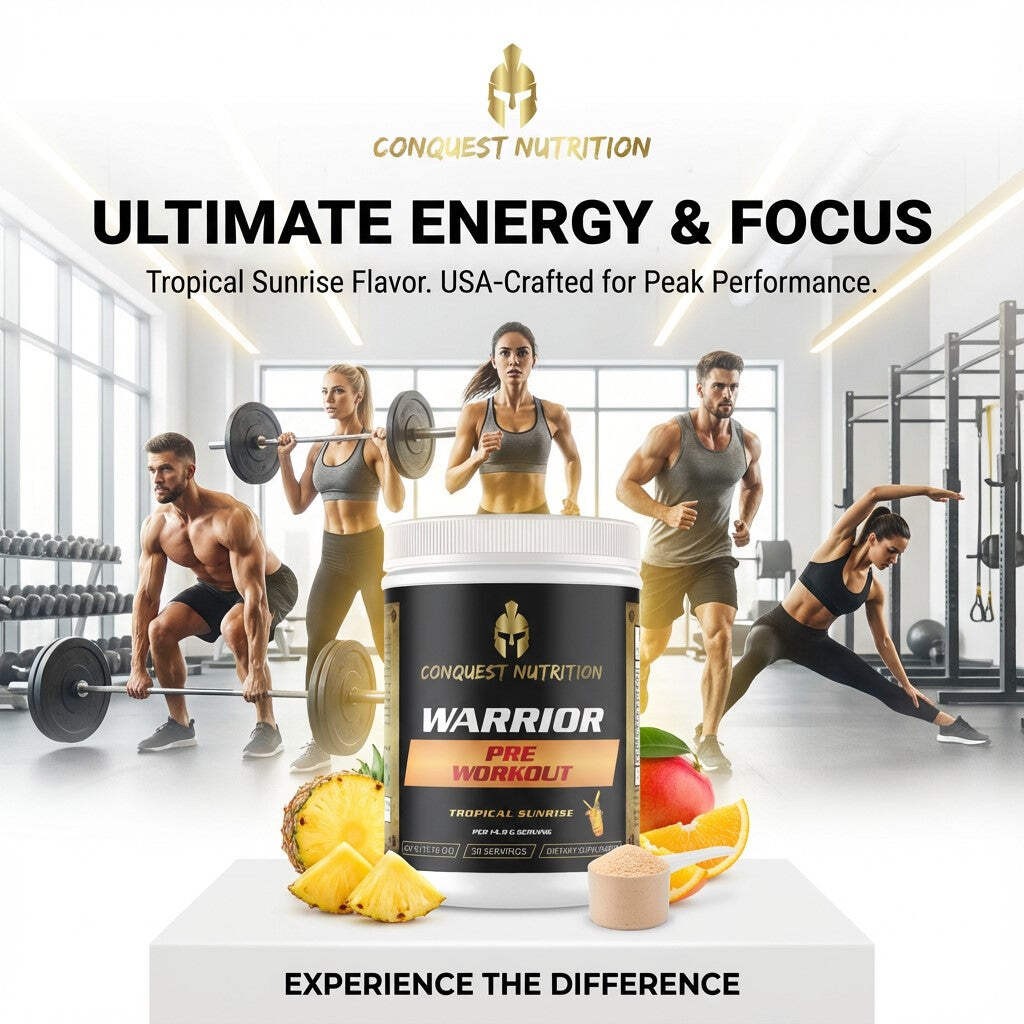 Conquest Warrior Pre Workout Tropical Sunrise 30 Servings Energy Focus Pump