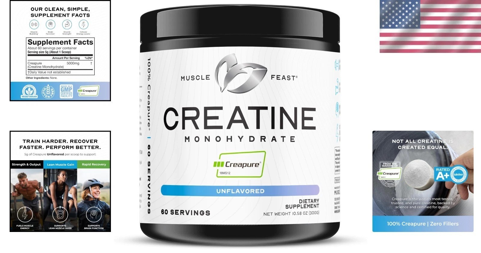 Unflavored Creatine Monohydrate 300g – Trusted Supplement for Muscle Endurance