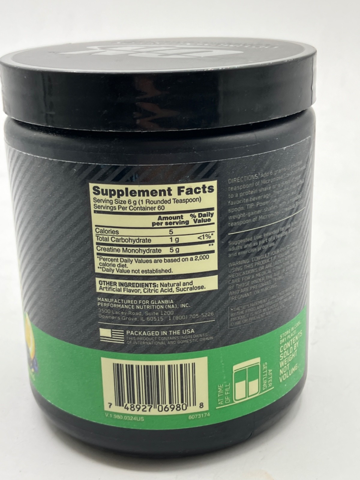 Micronized Creatine Monohydrate Powder Blueberry Lemonade 60 Servings 12.69 oz