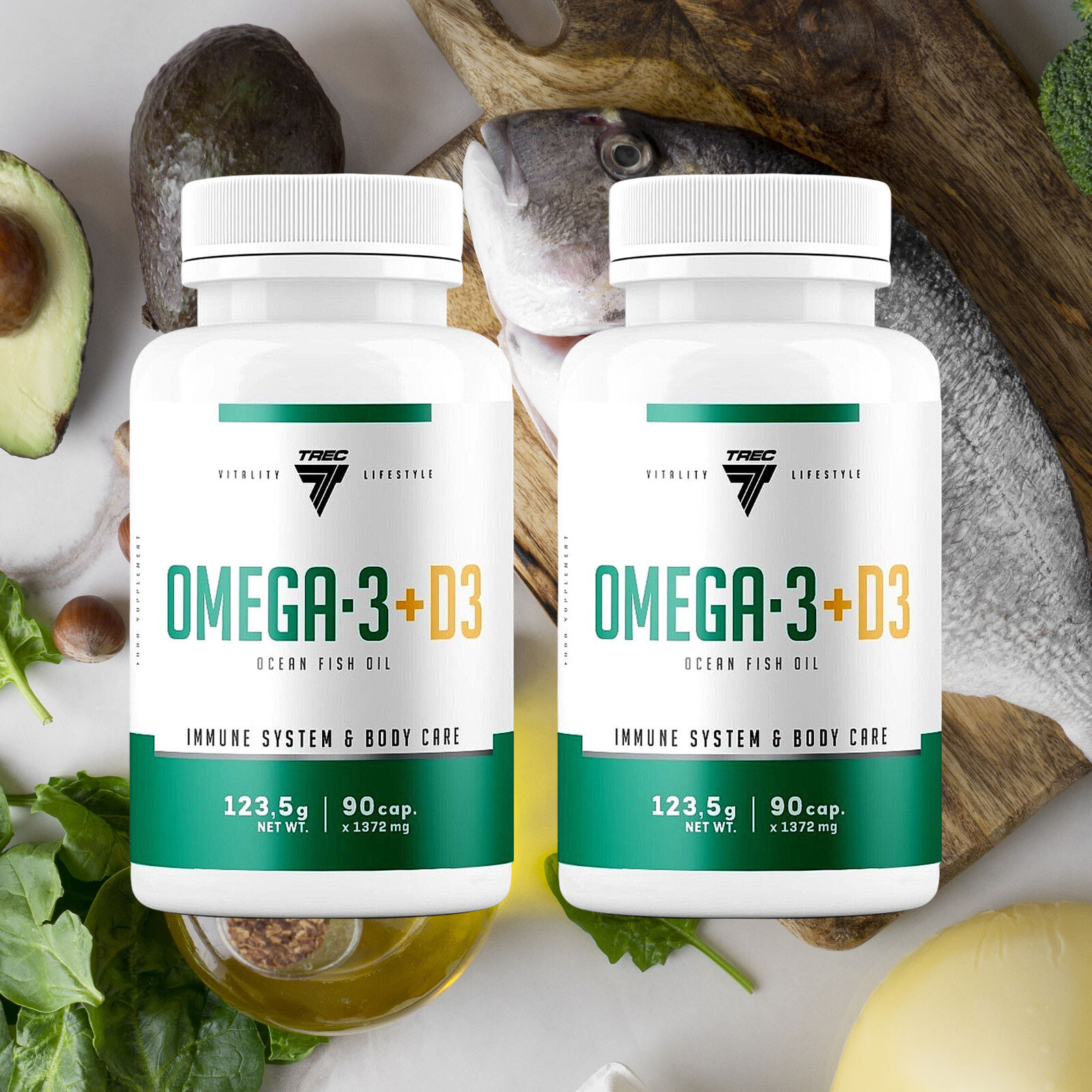 Omega 3 + Vitamin D3 90–180 Capsules – Ocean Fish Oil – EPA DHA – High strength