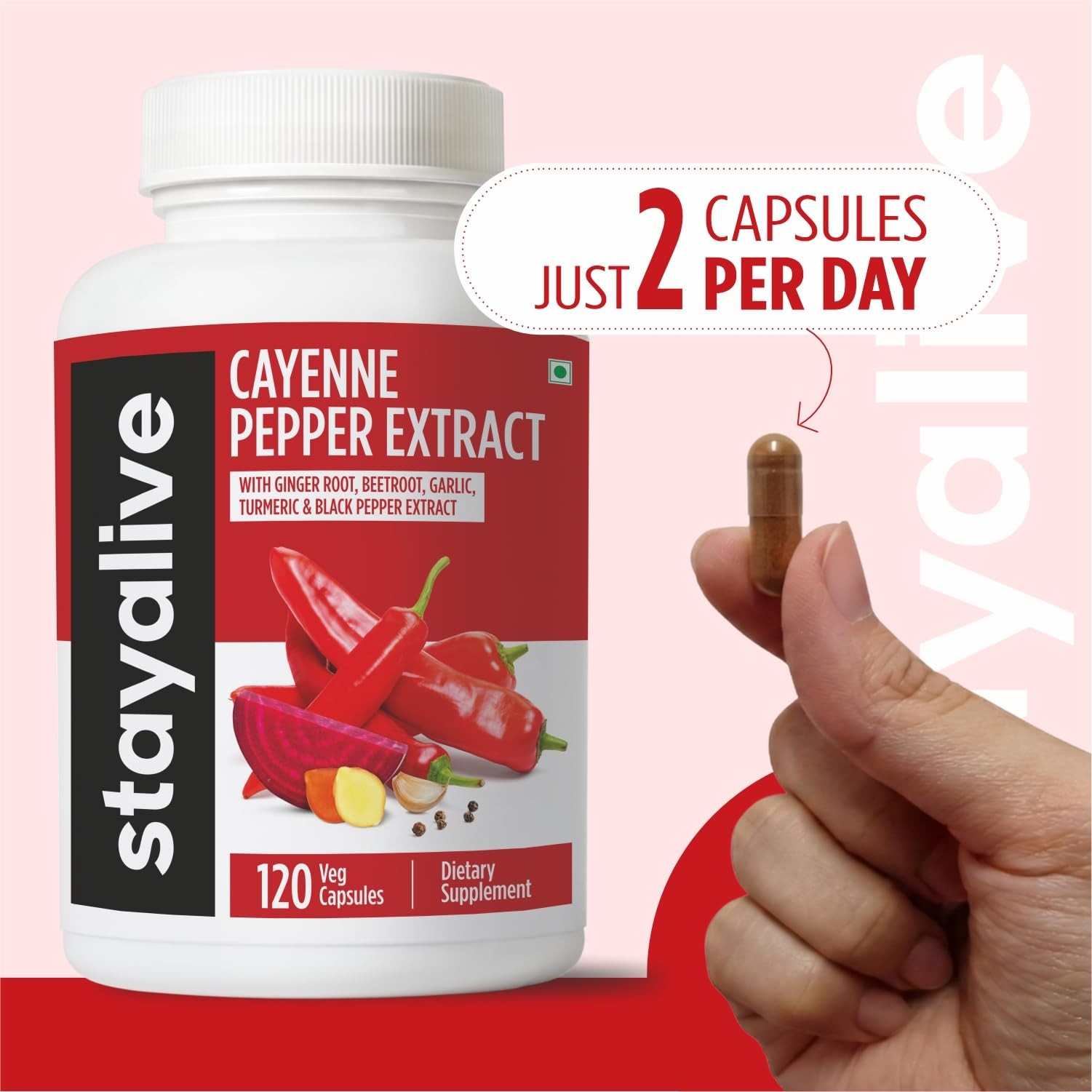 Cayenne Pepper Capsules, 6-in-1 Capsicum 120 Count (Pack of 1)