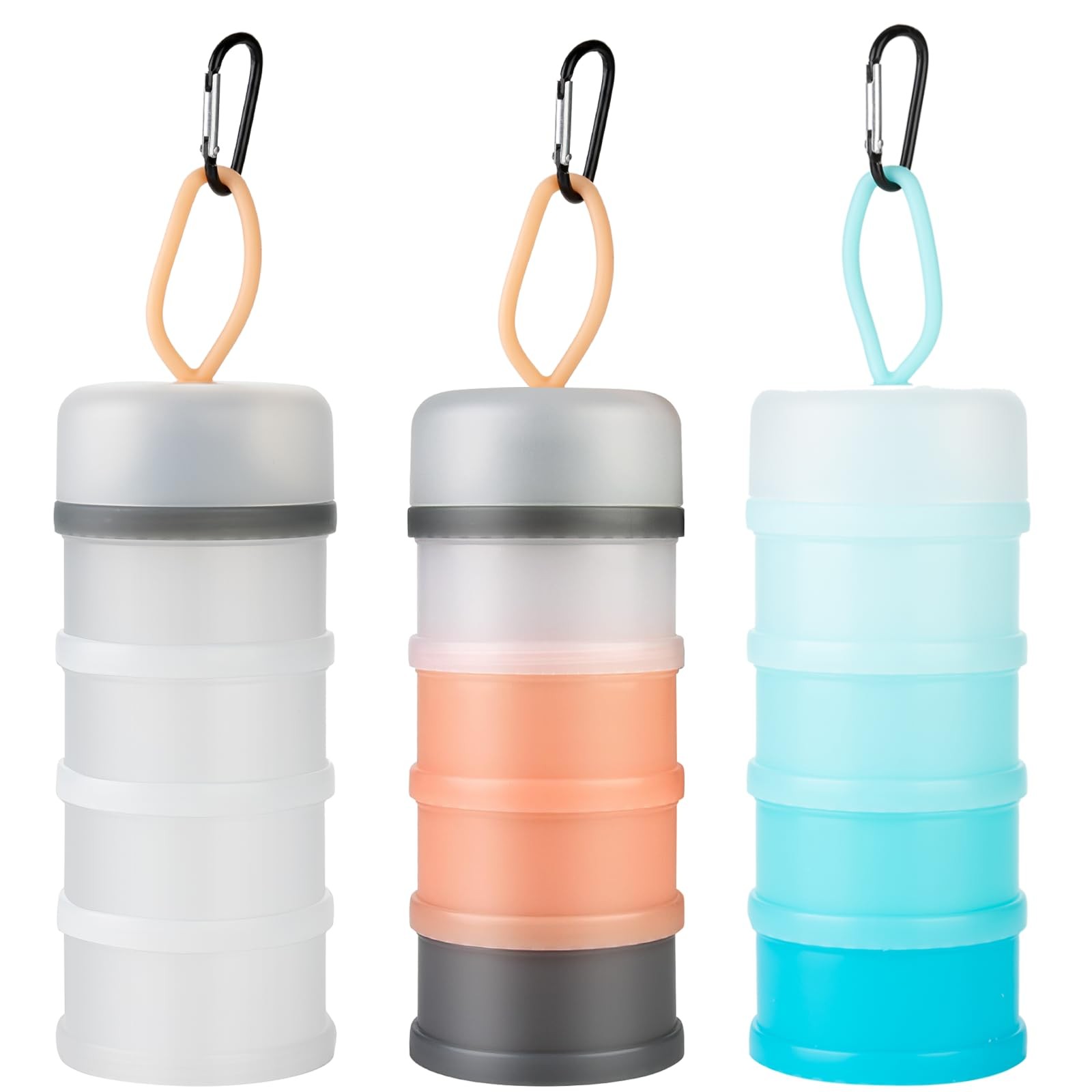 Ysglory 3 Packs Protein Powder Storage Container 4 Stackable Pink,White,Blue