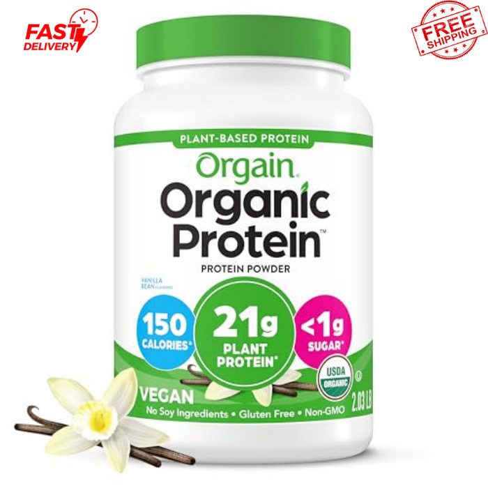 Orgain Organic Vegan Protein Powder Vanilla Bean 2.03 lb Plant Protein Non GMO
