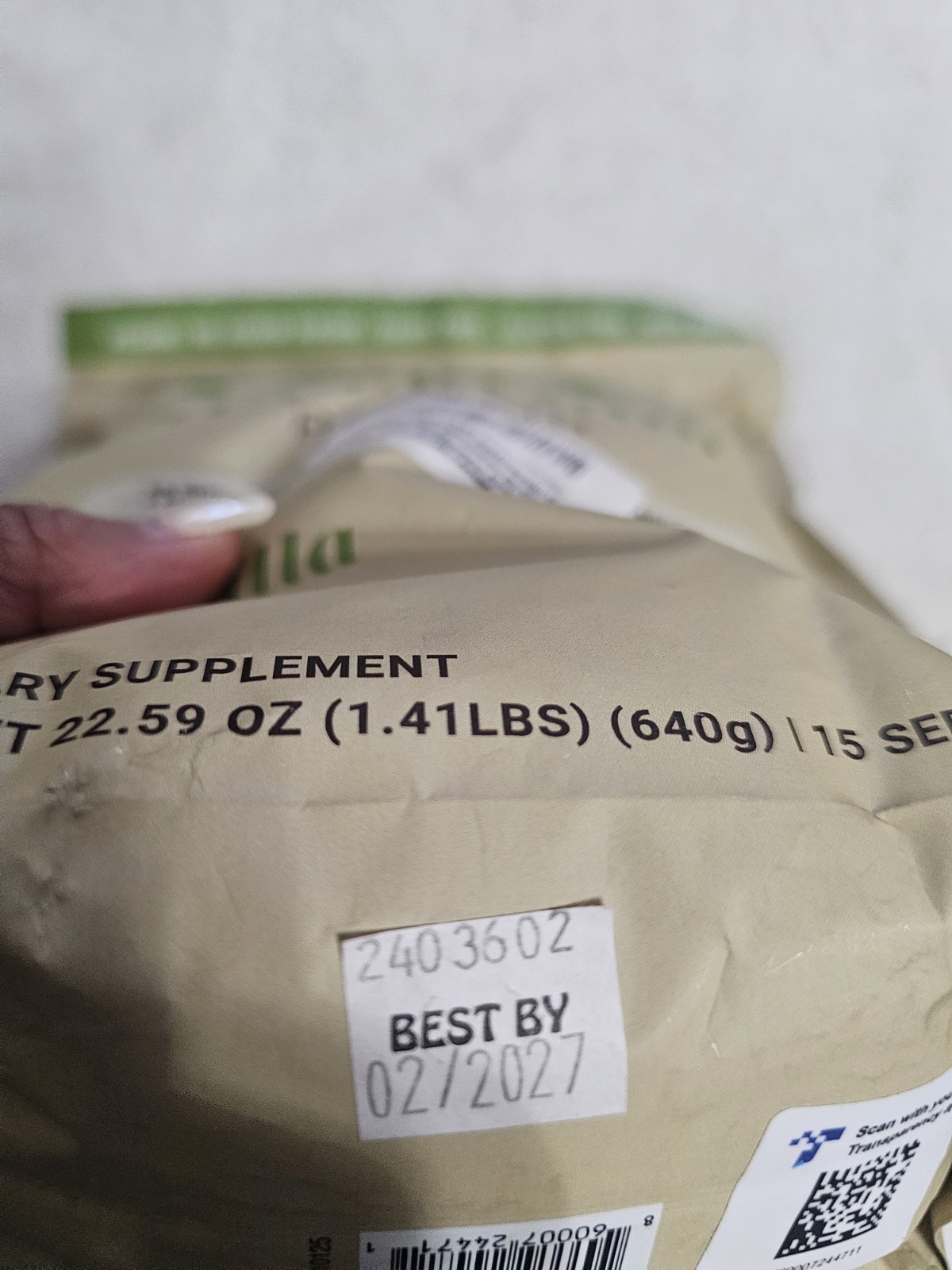 Vita Hustle ONE Superfood Protein Vanilla Vegan Gluten-Free 22.59oz 15 Sv Ex2/27