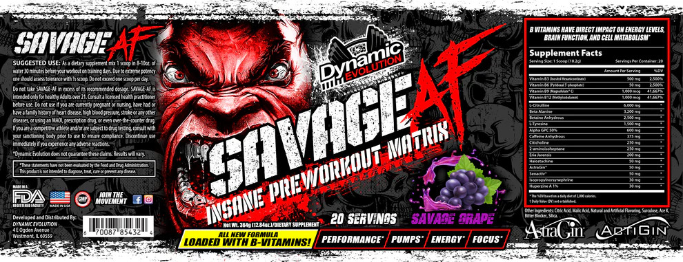 SAVAGE AF 2.0 Pre Workout The Dynamic Evolution