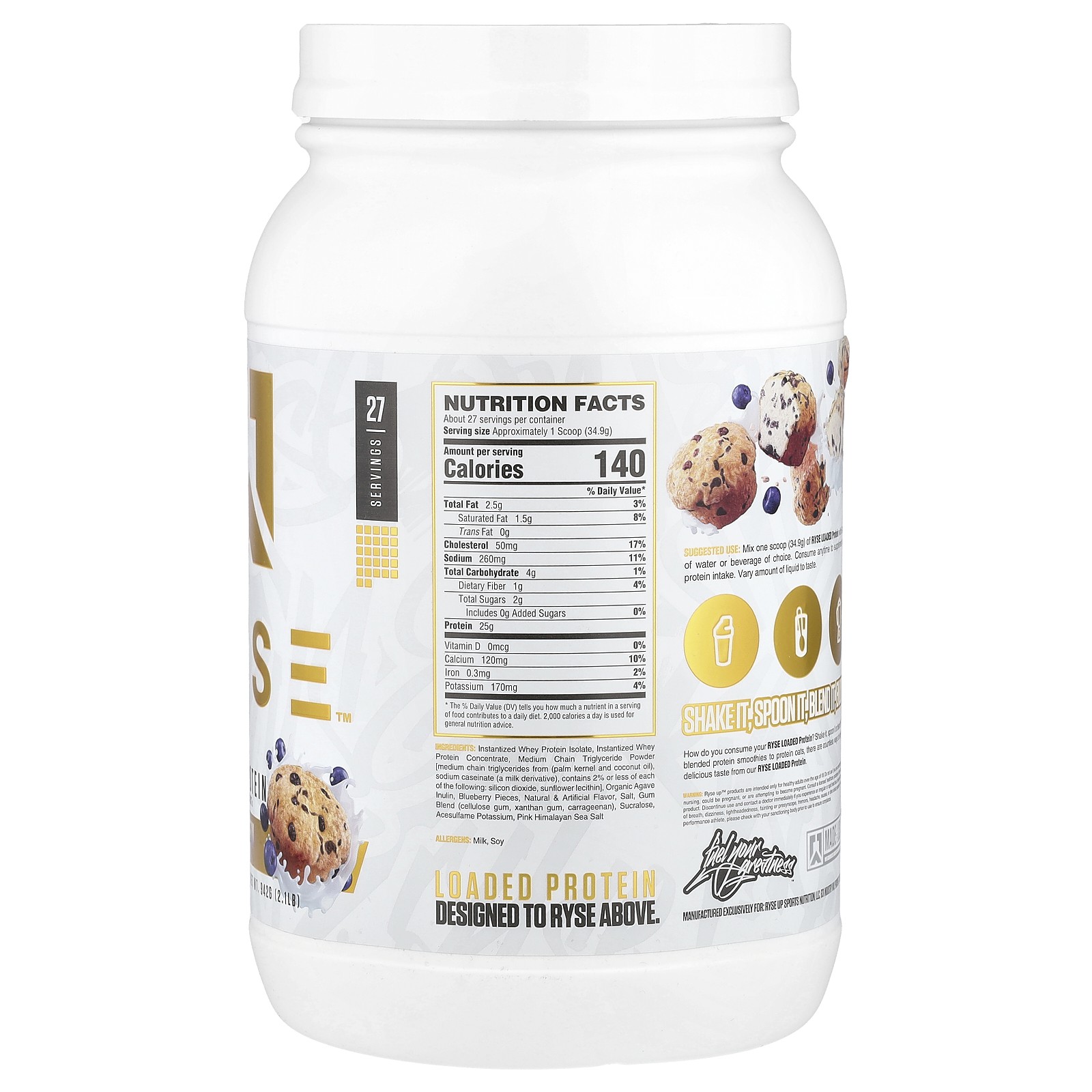 Loaded Protein, Premium Whey Protein with MCTs, Blueberry Muffin , 2.1 lb (942