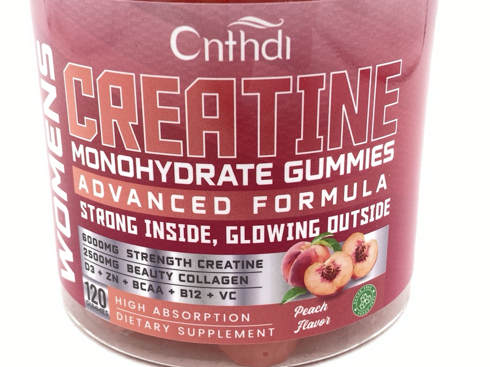 Cnthdi Creatine Monohydrate Gummies Peach, Gluten-Free, Soy-Free- 6000mg 120 Ct