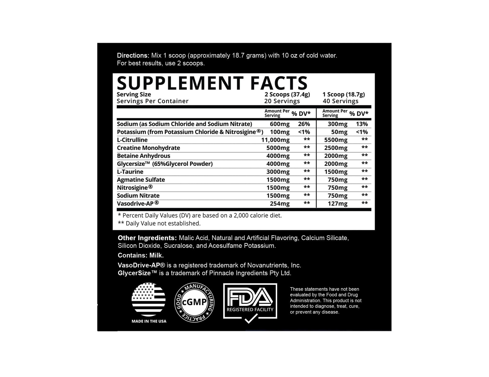 Valhalla Labs Fenris Fury Stim Free Pre Workout with L Citrulline Creatine