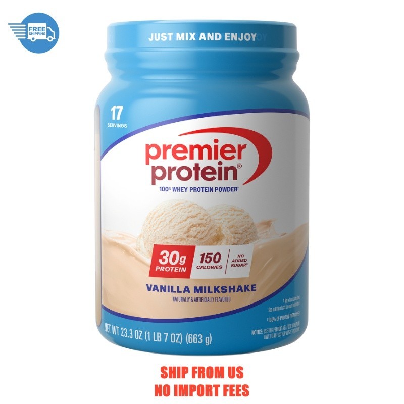 Premier Protein 100% Whey Protein Powder, Vanilla Milkshake, 30g Protein, 23.3 o