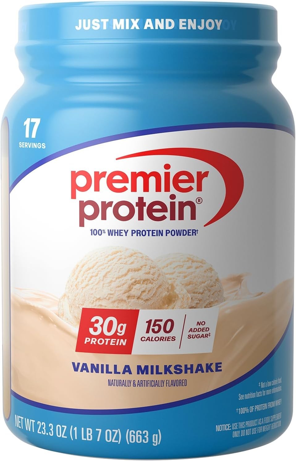 Premier Protein Powder Vanilla 100% Whey 30g High Protein 17 Servings 1.5 lb