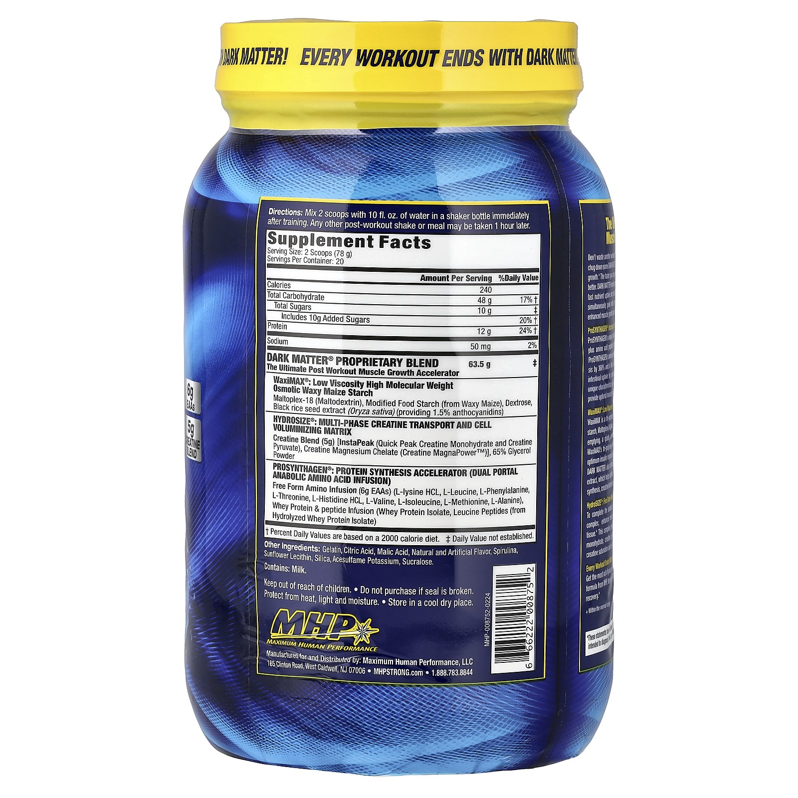 DARK MATTER, Post-Workout Muscle Growth Accelerator, Blue Raspberry, 3.44 lbs