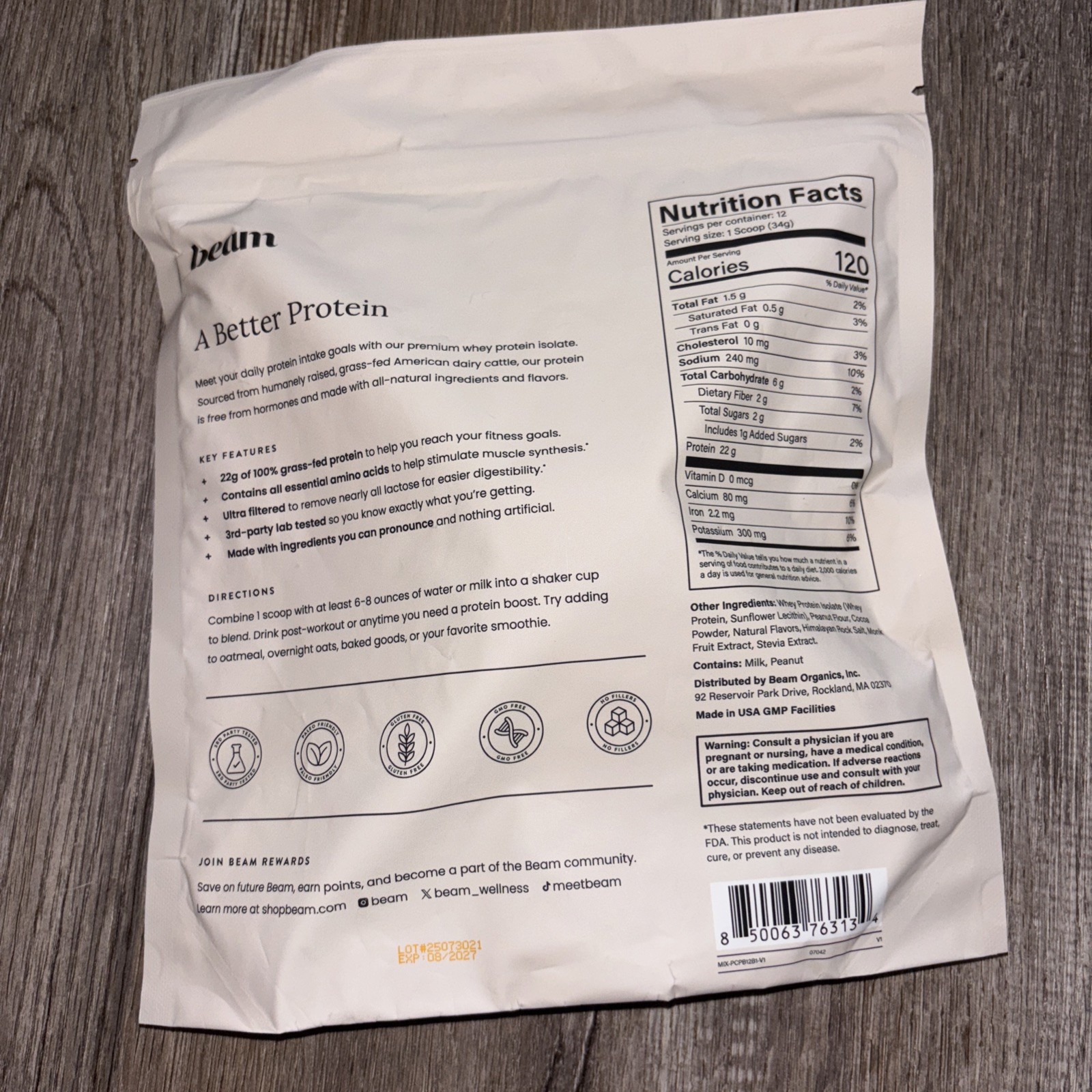 Beam Be Amazing Whey Protein Chocolate Peanut Butter Flavor 12 Servings