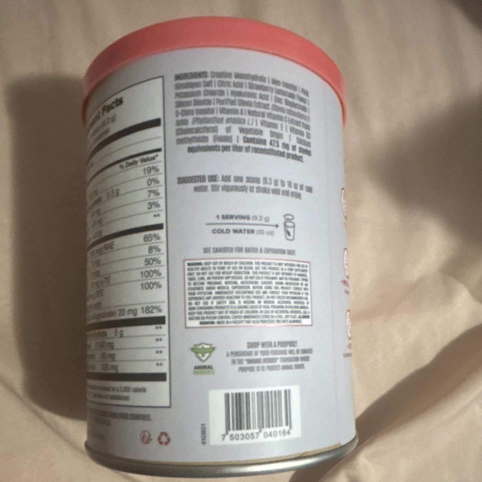 Birdman CreaClean Creatine Powder for Women Pink Lemonade 9.84oz 30 Serv