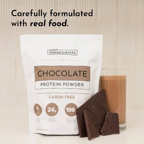 Just Ingredients Chocolate Protein Mix – 1.08lb – 15 servings: Non-Caffeinated