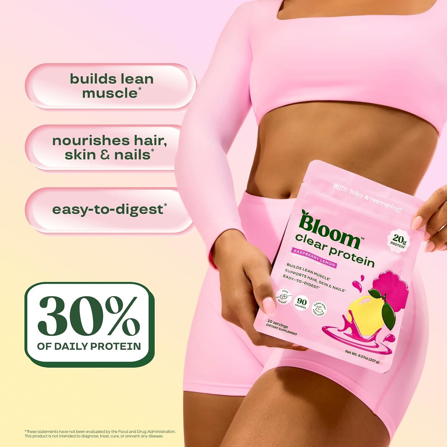 Bloom Whey Clear Protein Raspberry Lemonade 10 Servings 9.07 fl oz Collagen