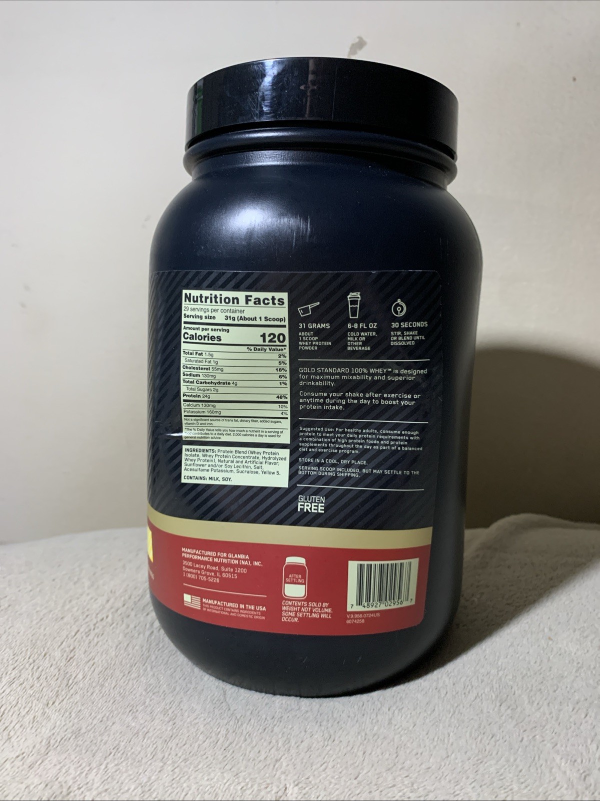 2lb Optimum Nutrition Gold Standard Naturally Flavored Banana Cream (10/2027)