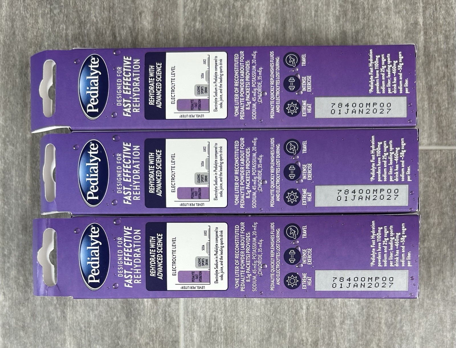 PEDIALYTE ELECTROLYTE POWDER PACKETS GRAPE 4 CT X 3 (12 TOTAL) EXP JAN 2027