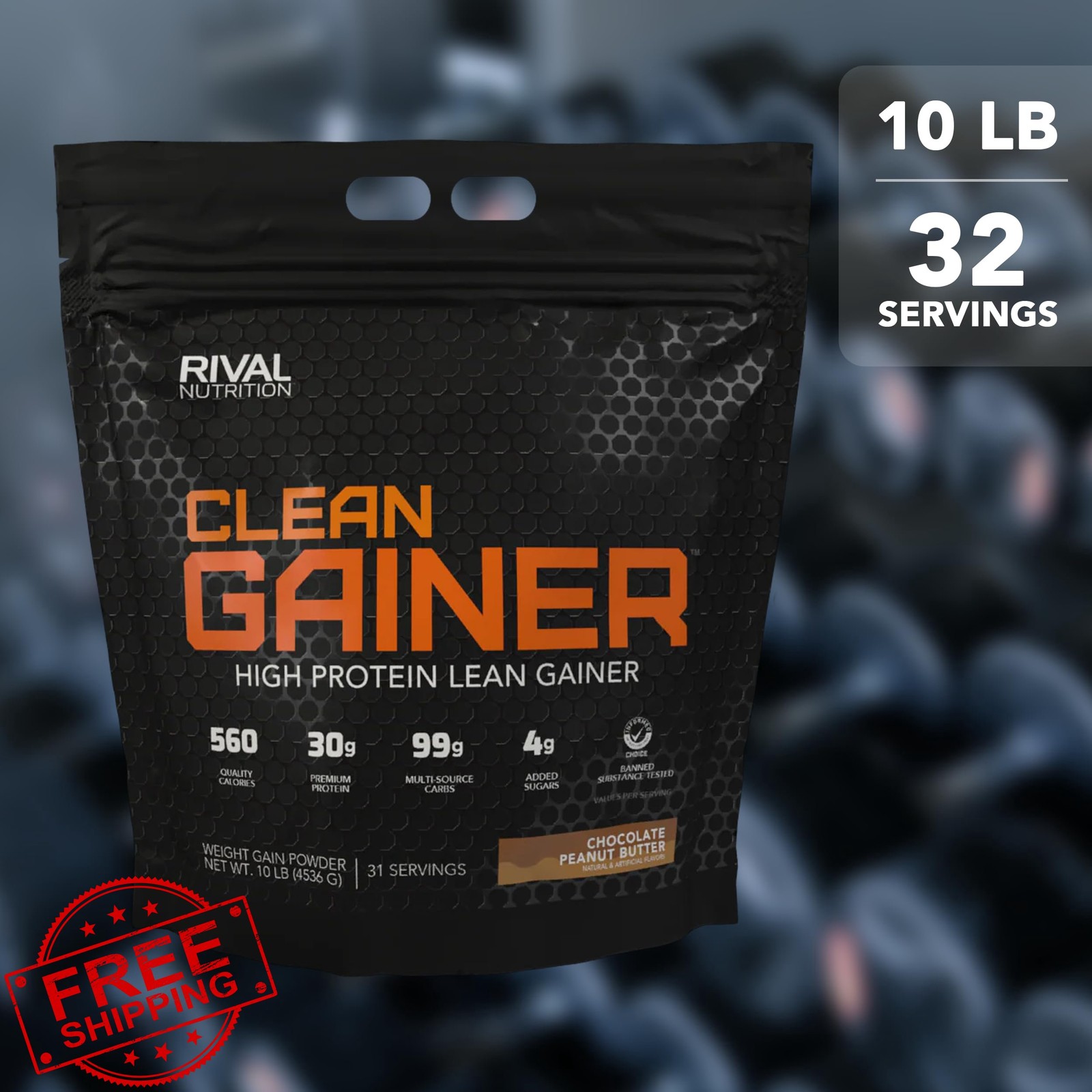 RIVAL NUTRITION Clean Gainer Chocolate Peanut Butter 10lb