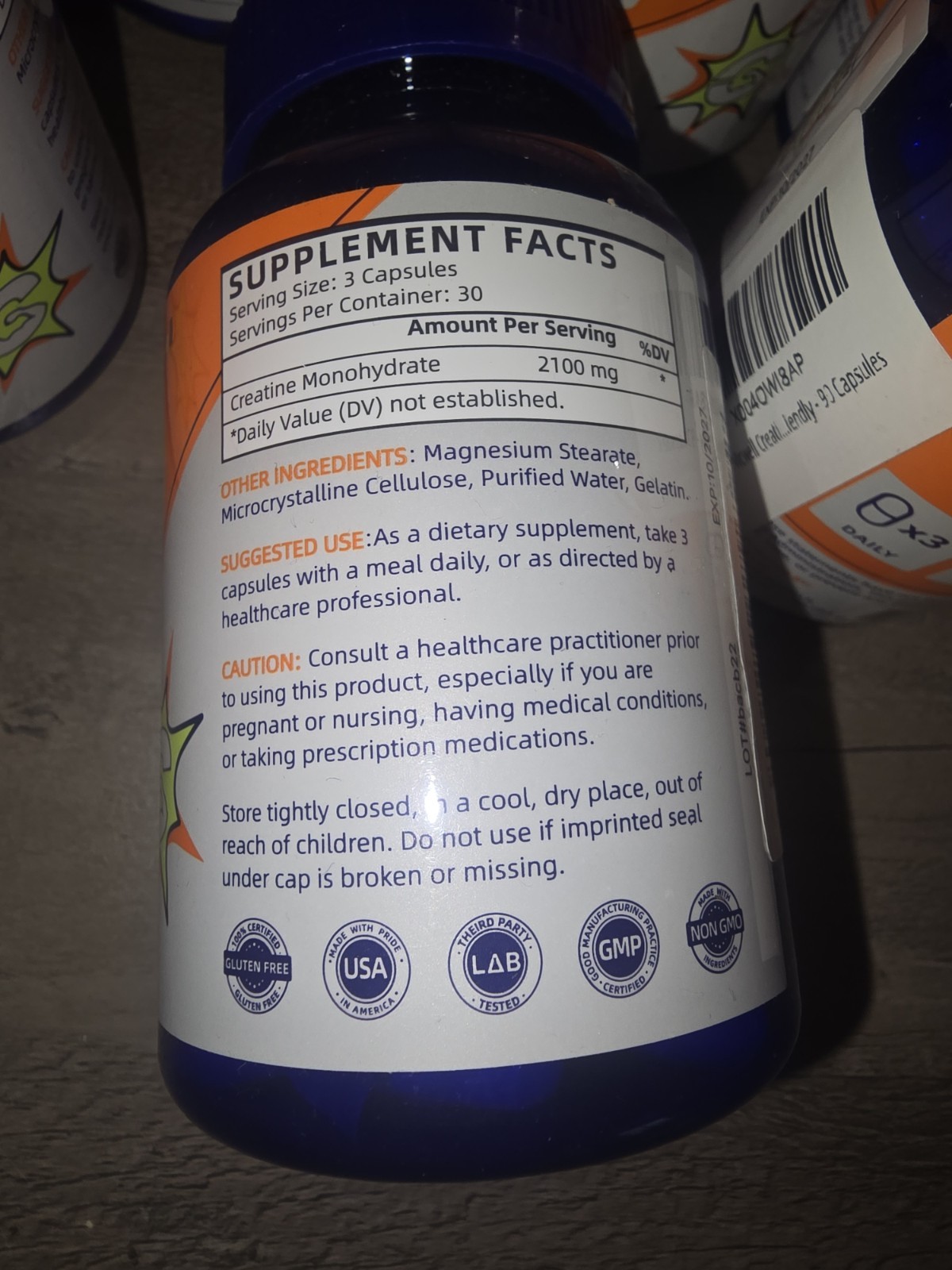 4 Pack Creatine Monohydrate 360 Capsules Exp 10/2027 New Sealed