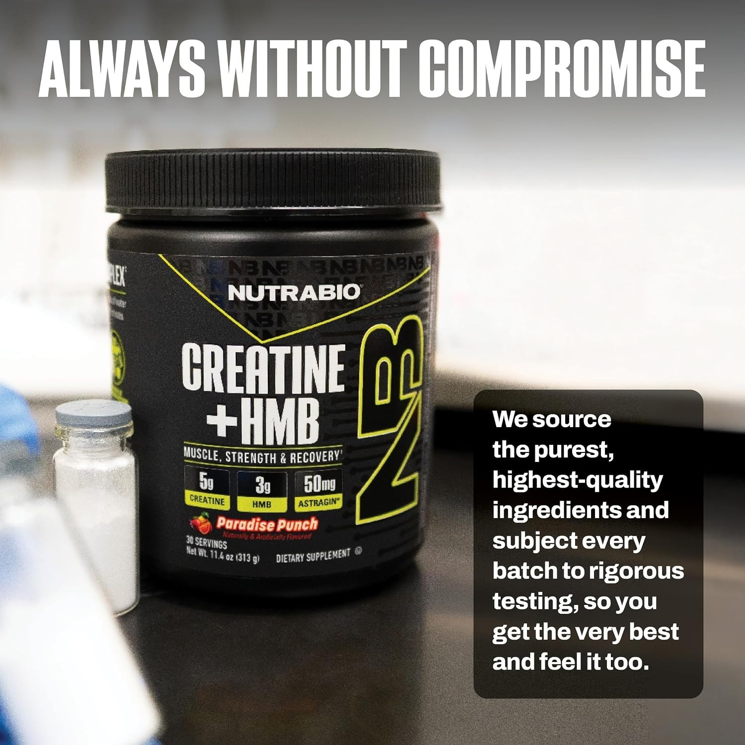 NutraBio Creatine + HMB- Creatine Monohydrate with HMB Powder for Muscle Growth