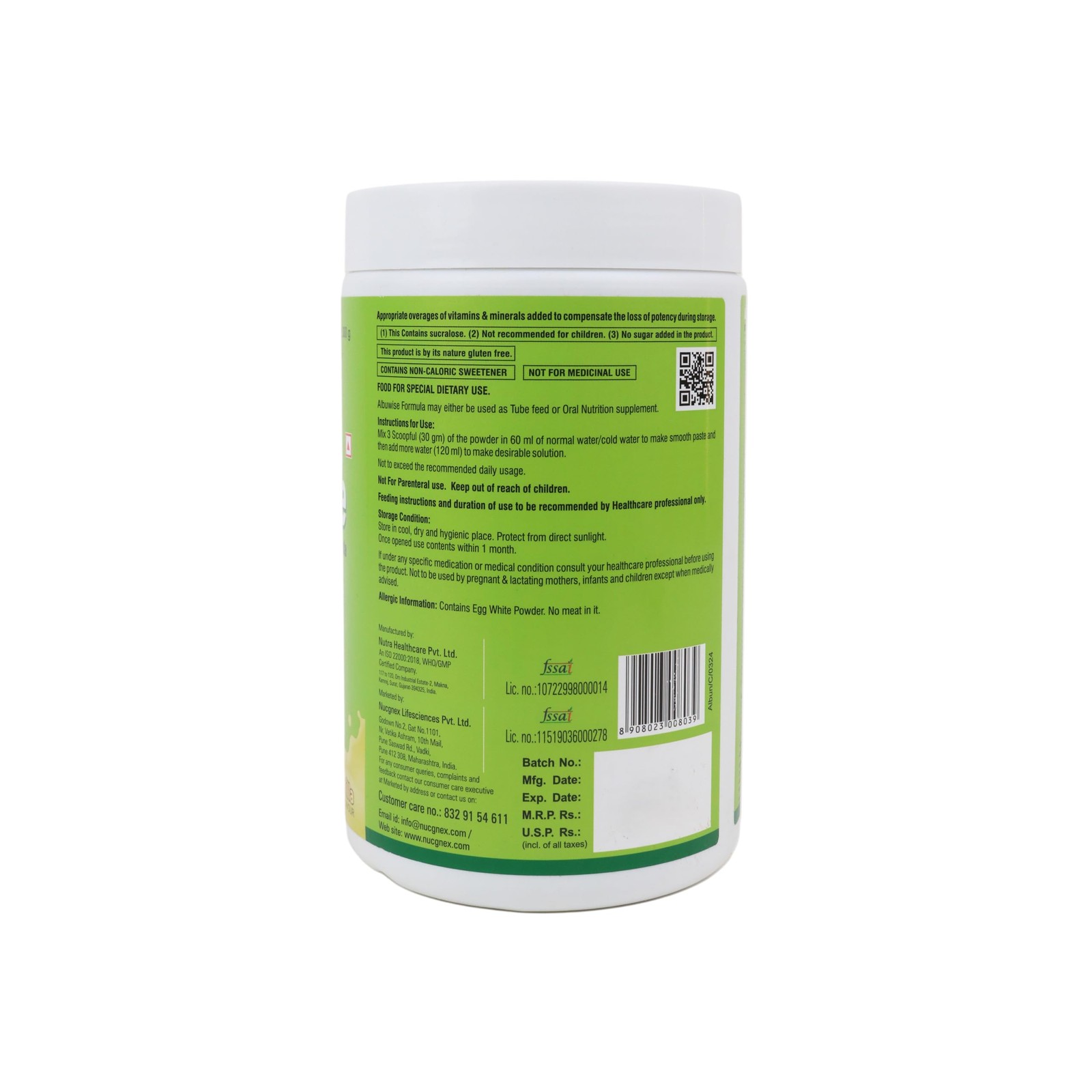 Nucgnex Albuwise Albumen Protein rich Formula powder 300g – Vanilla Flavor